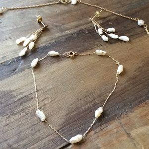 Pearl Jewelry - 14k gold & culture pearl necklace and bracelet set Pearl Jewelry - 14k gold & culture pearl necklace and bracelet set